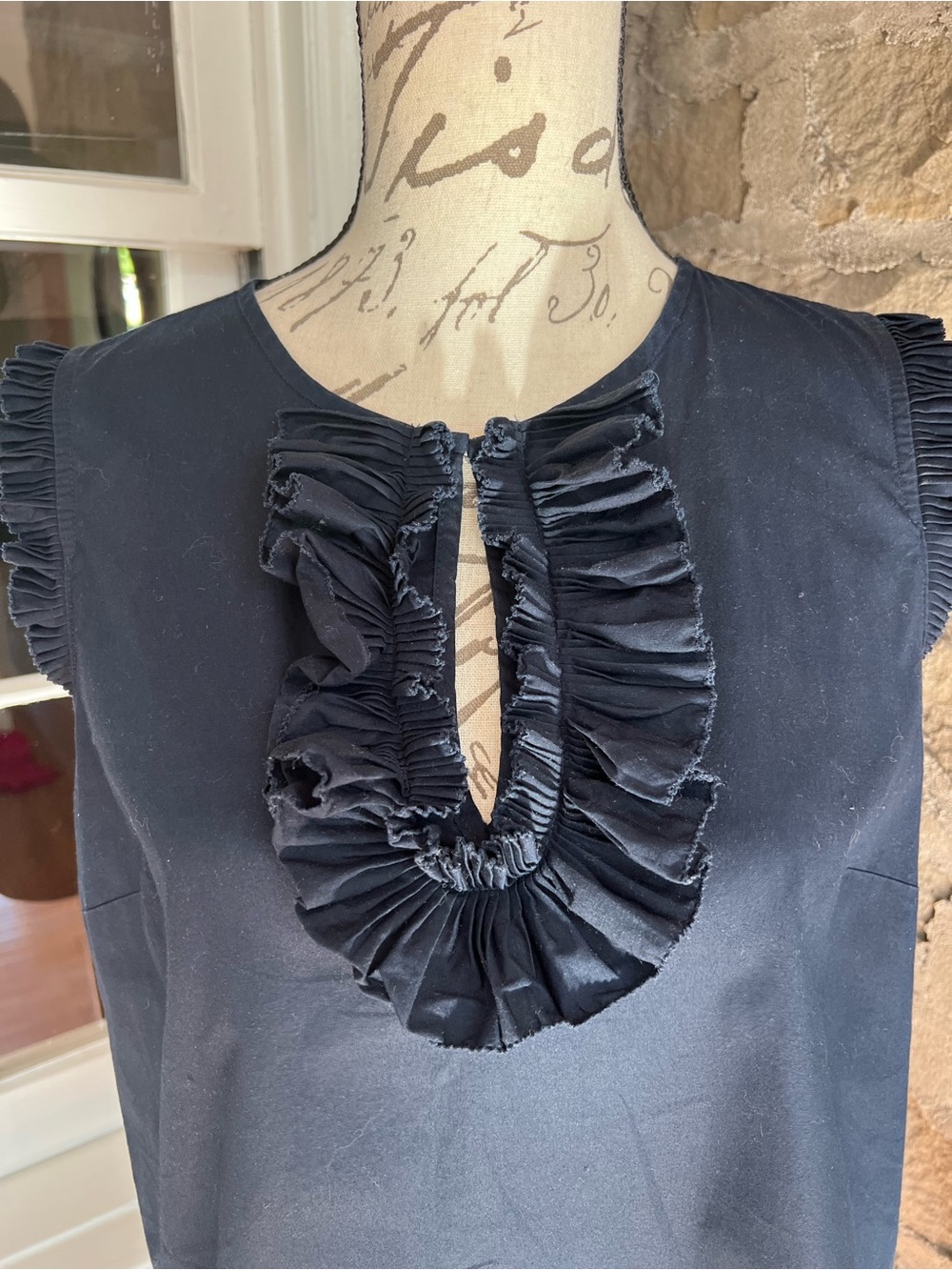 J. Crew size 4 Navy Ruffle-Trim top - Picture 6 of 12